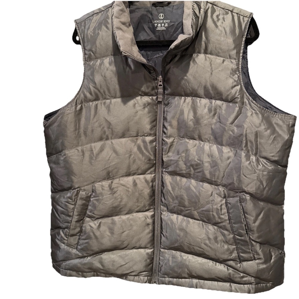 Lands' End Black and Gray‎ Puffer Vest